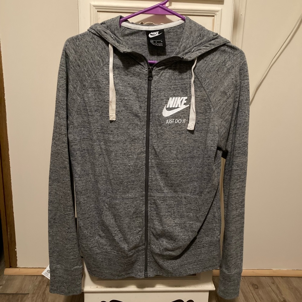 Nike Lightweight Zip Up Hooded Sweatshirt gray sz M